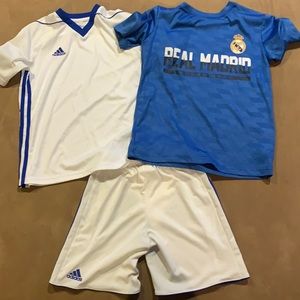Adidas and Real Madrid jersey/shorts boys sz M